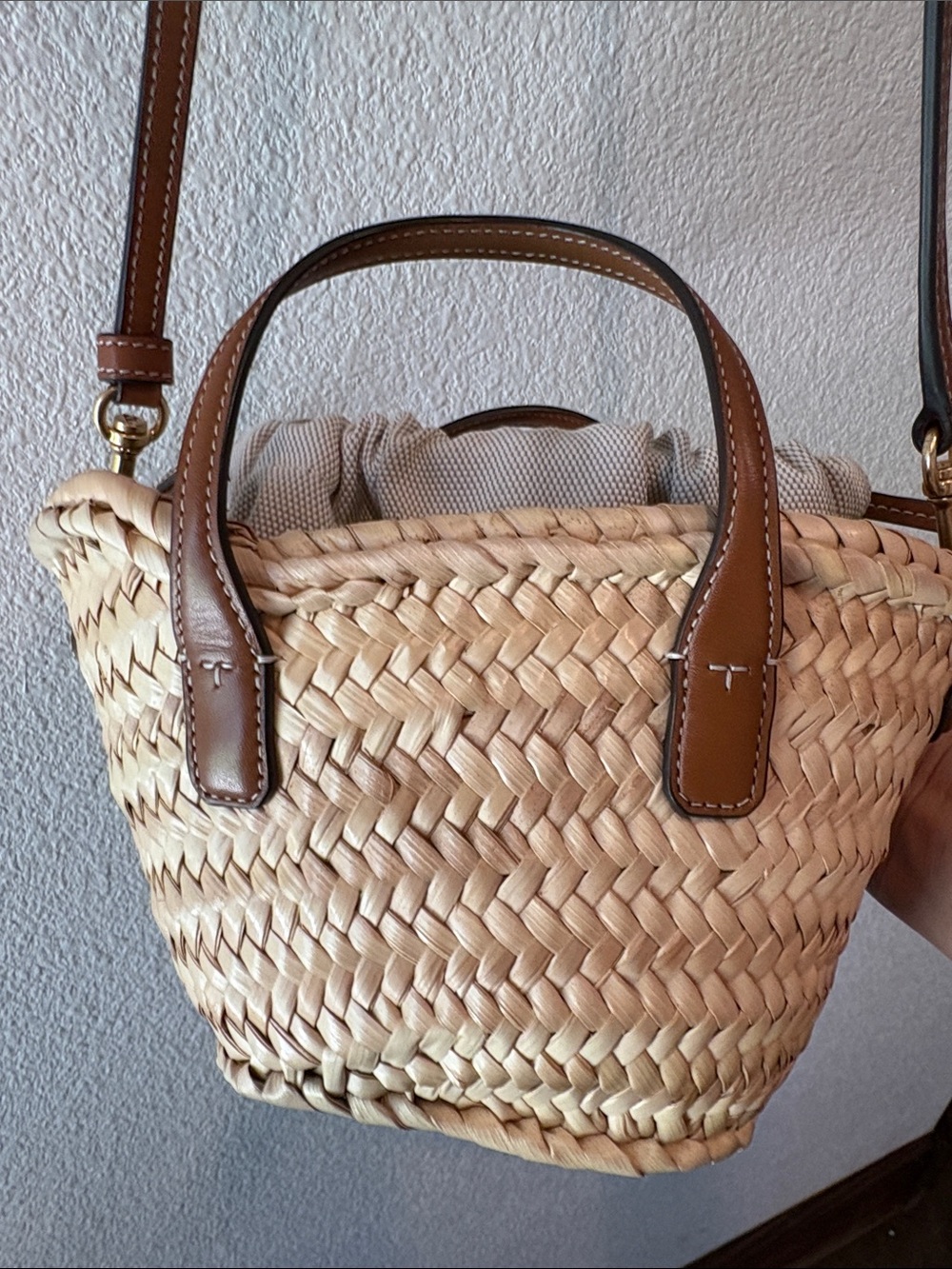 Tory Burch Natural Woven Straw Tote with Brown Leather Trim - Picture 10 of 12